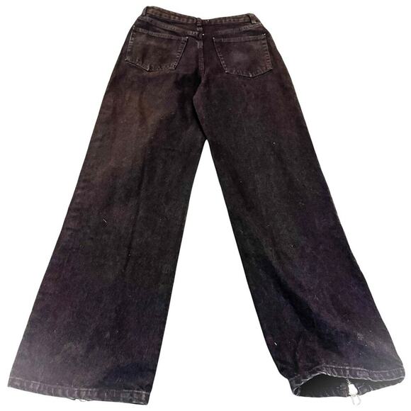 Zara High Waisted Zipper Detail Black Denim Jeans Silver Zipper Size 6 MINT - Picture 3 of 9